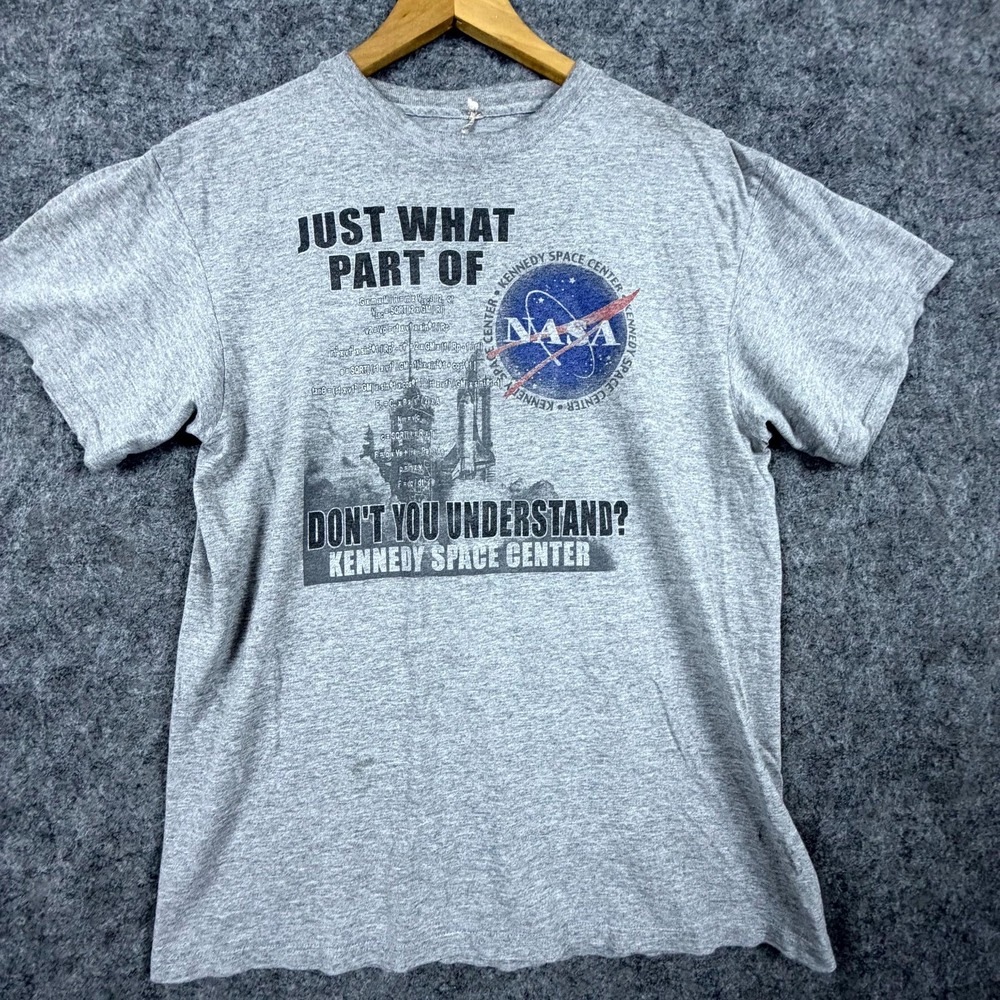 Nasa T-Shirt Mens M Gray Rocket Science Equations Kennedy Space Center Graphic